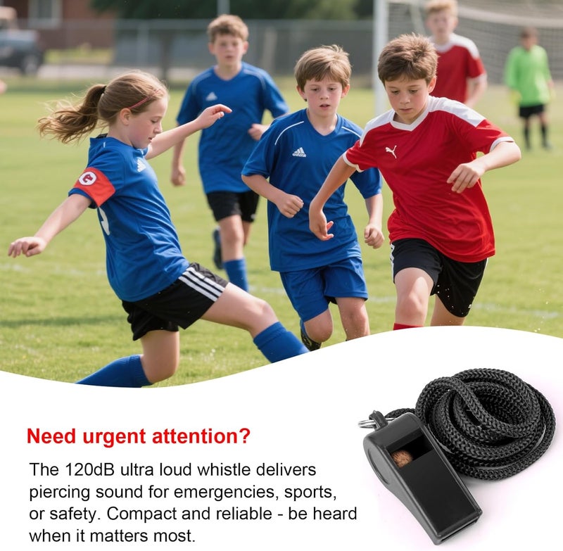 Seakii 24 Pack 120dB Loud Referee Whistles with Lanyards – Heavy-Duty Black Sports Whistles for Coaches, Referees, and Team Events - Image 2